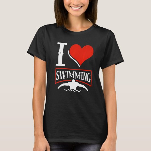I Love Swimming Swimmer Swim Premium Tシャツ (正面)