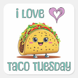 I Love Taco Tuesday スクエアシール