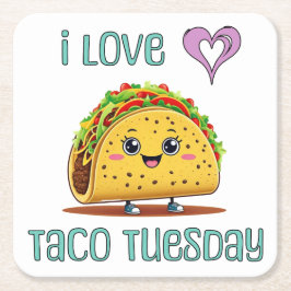 I Love Taco Tuesday スクエアペーパーコースター