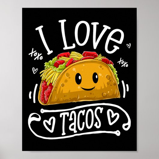 I Love Tacos T Shirt Cinco de Mayo Women Kids ポスター (正面)