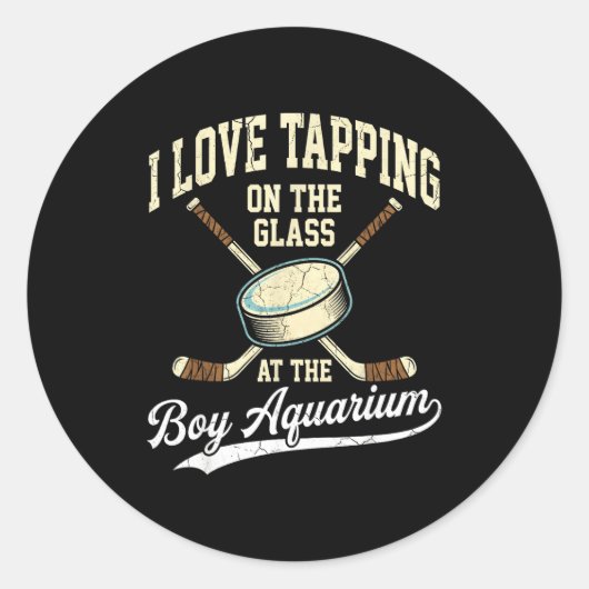 I Love Tapng On The Oh Gl Boy Aquarium Hockey ラウンドシール (正面)