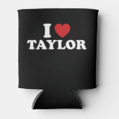 I Love Taylor Name I Groovyハート 缶クーラー (正面)