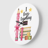 I love teaching reading teacher clock ラージ壁時計 (傾斜)