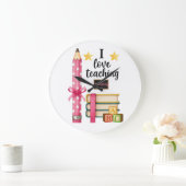 I love teaching reading teacher clock ラージ壁時計 (ホーム)