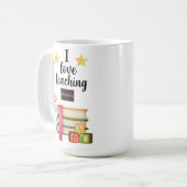 I love teaching reading teacher coffee mug  コーヒーマグカップ (正面左)