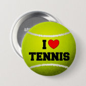 I Love Tennis – テニスボール – グラス 缶バッジ (正面&裏面)