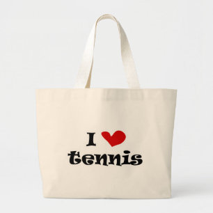 I love tennis gifts and t shirts with heart design ラージトートバッグ