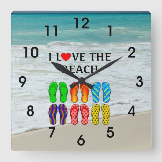 I Love the Beach,  スクエア壁時計 (正面)