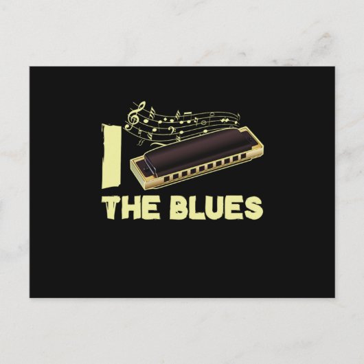 I Love The Blues Harmonica音楽楽器 ポストカード (正面)