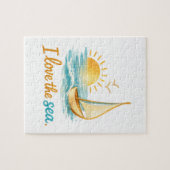 I Love the Sea Sailboat Sunset Ocean 110 Piece Puz ジグソーパズル (横)