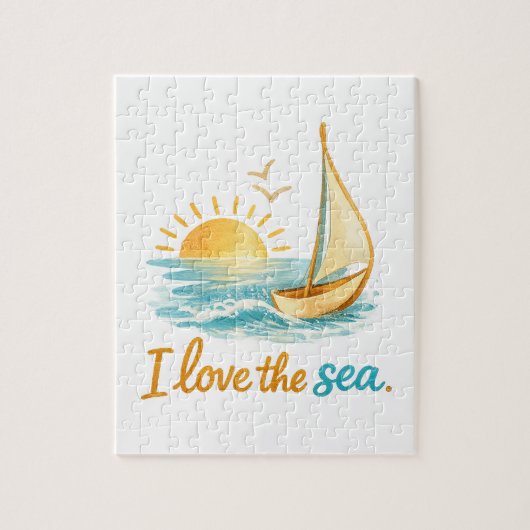 I Love the Sea Sailboat Sunset Ocean 110 Piece Puz ジグソーパズル (縦)