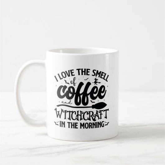 I Love the Smell Coffee Funny Witch Halloween コーヒーマグカップ (左)