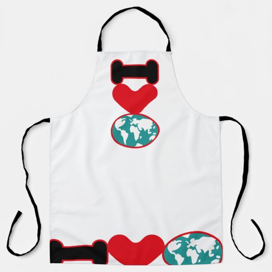 I LOVE THE WORLD BY MASANSER PIXELAT エプロン (正面)