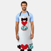 I LOVE THE WORLD BY MASANSER PIXELAT エプロン (着用した状態)