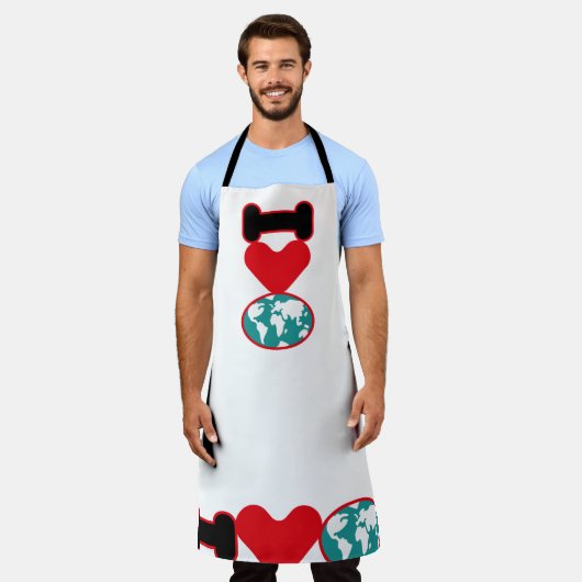 I LOVE THE WORLD BY MASANSER PIXELAT エプロン (着用した状態)