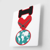 I LOVE THE WORLD BY MASANSER PIXELAT スクエア壁時計 (傾斜)
