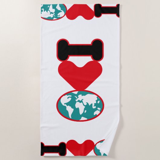 I LOVE THE WORLD BY MASANSER PIXELAT ビーチタオル (正面)