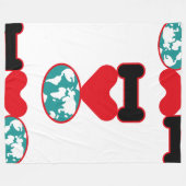 I LOVE THE WORLD BY MASANSER PIXELAT フリースブランケット (正面(横))