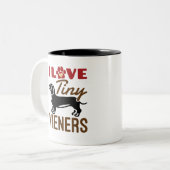 I Love Tiny Wieners Miniature Dachshund Doxie ツートーンマグカップ (正面左)