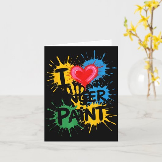 I Love To Finger Paint Couples Art Teacher Finger  カード (黄色い花)