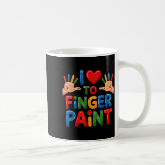 I Love To Finger Paint Couples Art Teacher Finger  コーヒーマグカップ (右)