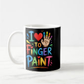 I Love To Finger Paint Couples Art Teacher Finger  コーヒーマグカップ (左)