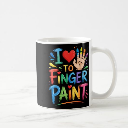 I Love To Finger Paint Couples Art Teacher Finger  コーヒーマグカップ (右)