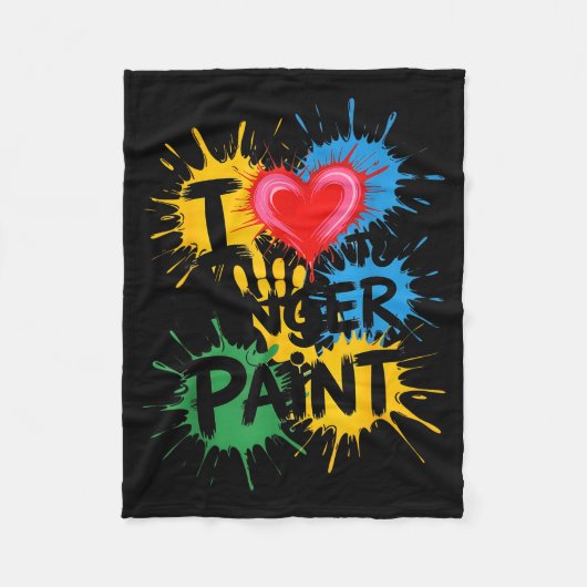 I Love To Finger Paint Couples Art Teacher Finger  フリースブランケット (正面)