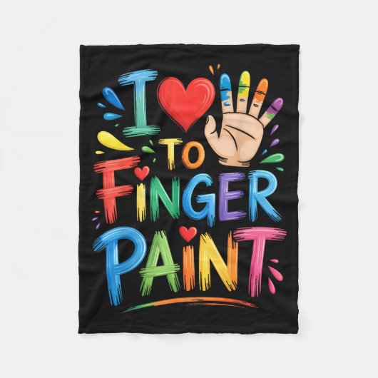 I Love To Finger Paint Couples Art Teacher Finger  フリースブランケット (正面)
