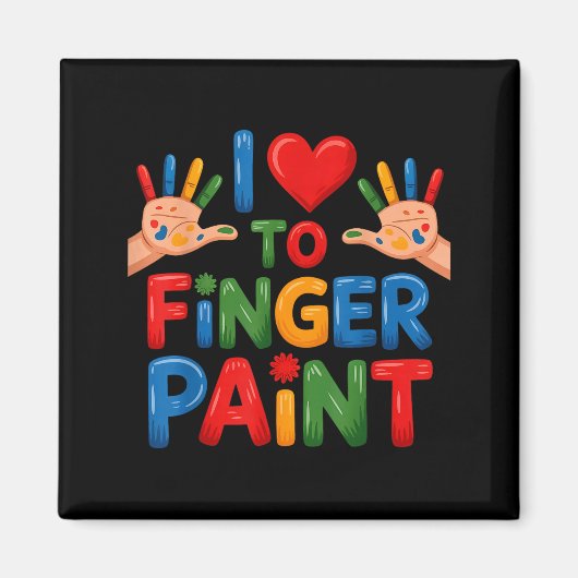 I Love To Finger Paint Couples Art Teacher Finger  マグネット (正面)