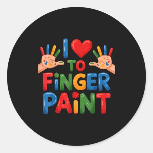 I Love To Finger Paint Couples Art Teacher Finger  ラウンドシール (正面)