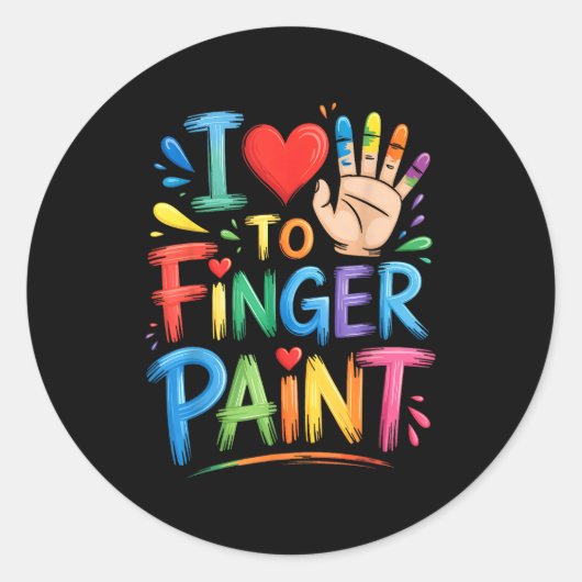 I Love To Finger Paint Couples Art Teacher Finger  ラウンドシール (正面)