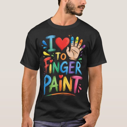 I Love To Finger Paint Couples Art Teacher Finger  Tシャツ (正面)