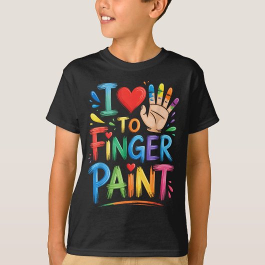 I Love To Finger Paint Couples Art Teacher Finger Tシャツ (正面)