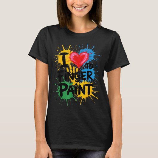 I Love To Finger Paint Couples Art Teacher Finger Tシャツ (正面)