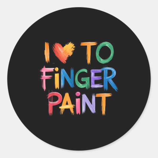 I Love To Finger Paint I'm Paint Couple Valentine  ラウンドシール (正面)