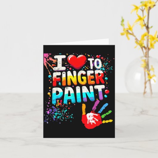 I Love To Finger Paint, I'm Paint Cute Valentines  カード (黄色い花)