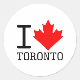 I Love Toronto Ontario Canada Maple Leaf ラウンドシール