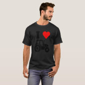 I Love Tractor Red Heart Valentines Day Funny Farm Tシャツ (正面フル)