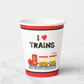 I Love Trains カラフル Kids Photo and Nameパーティー 紙コップ (裏面)