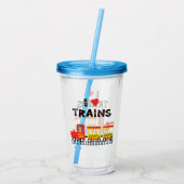I Love Trains カラフル Kids Photo and Name アクリルタンブラー (裏面)