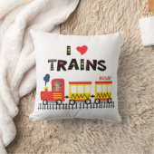 I Love Trains カラフル Kids Photo and Name クッション (ブランケット)