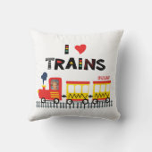 I Love Trains カラフル Kids Photo and Name クッション (裏面)