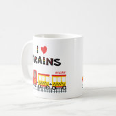 I Love Trains カラフル Kids Photo and Name コーヒーマグカップ (正面左)
