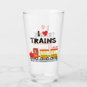 I Love Trains カラフル Kids Photo and Name タンブラーグラス (裏面)