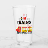 I Love Trains カラフル Kids Photo and Name タンブラーグラス (正面)