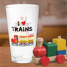 I Love Trains カラフル Kids Photo and Name タンブラーグラス