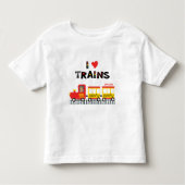 I Love Trains カラフル Kids Photo and Name トドラーTシャツ (正面)