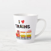 I Love Trains カラフル Kids Photo and Name Dinner カフェラテマグ (右)