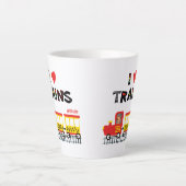 I Love Trains カラフル Kids Photo and Name Dinner カフェラテマグ (正面)